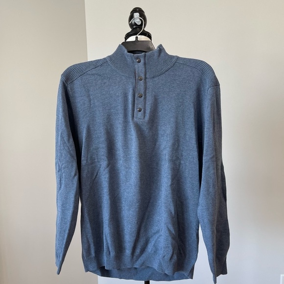 Tasso Elba men's quarter zip and snap long sleeve blue sweater in a size XXL - Picture 9 of 13